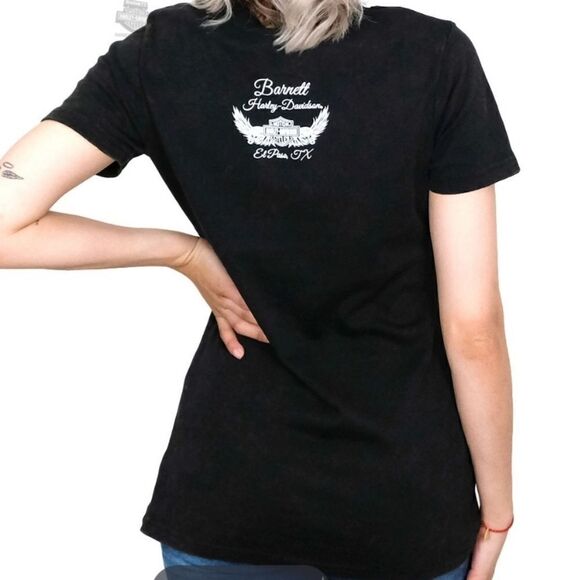 Large Womens Harley Davidson Tee Bleach Wash Neon - Picture 2 of 12